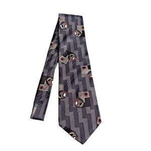 Men's Neck Tie‎ Zylos George Machado Gray & Black  100% Italian Silk 4" x 57"